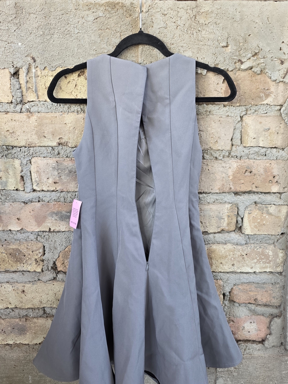 PrettyLittleThing NWT Charcoal Gray Pleated Shift Dress Skater Mini US 2 - Picture 5 of 10